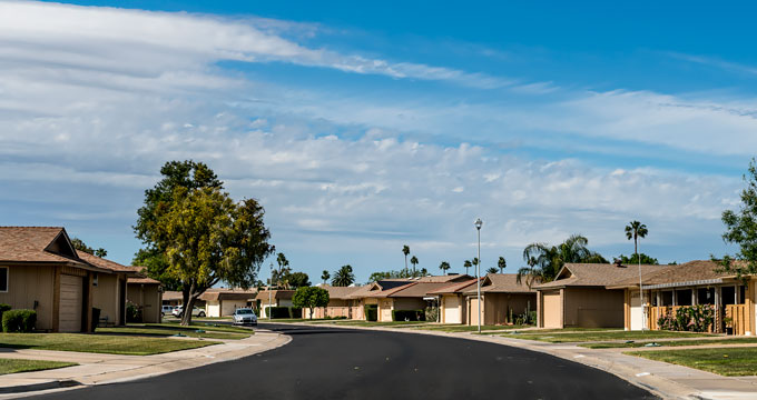 Street view of houses in a lifestyle community